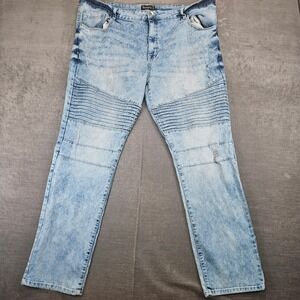Southpole Stretch Vintage Y2K Acid Wash Moto Jeans Distressed Denim Mens Size 46